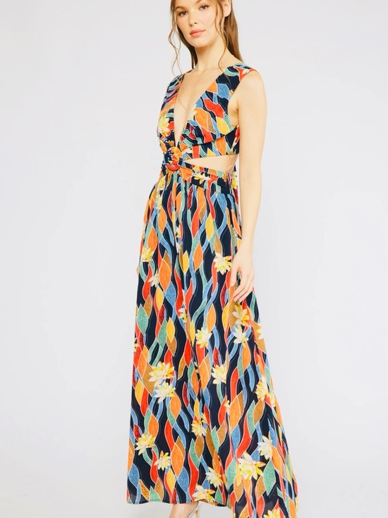 fab'rik Dresses & Skirts - Fab’rik Atlas Printed Cut Out Maxi Dress sz. L